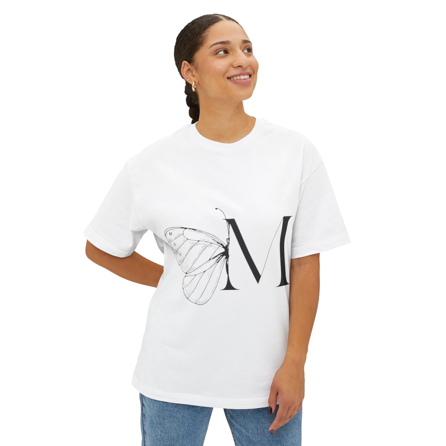Butterfly Letter M Oversized Tee - Fly With Your Wings Wide Open