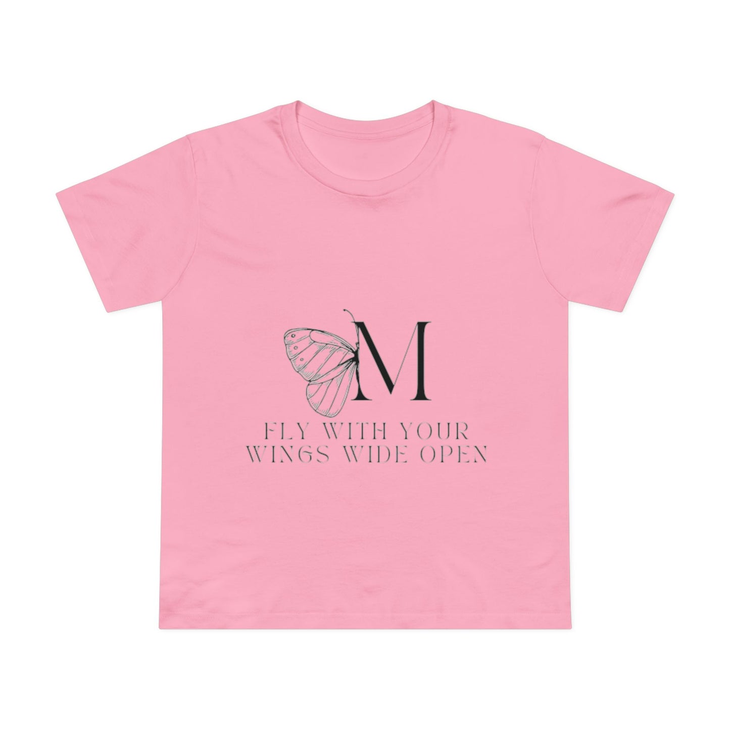 Women's Maple Tee: Fly With Your Wings Wide Open - Inspirational Pink T-Shirt