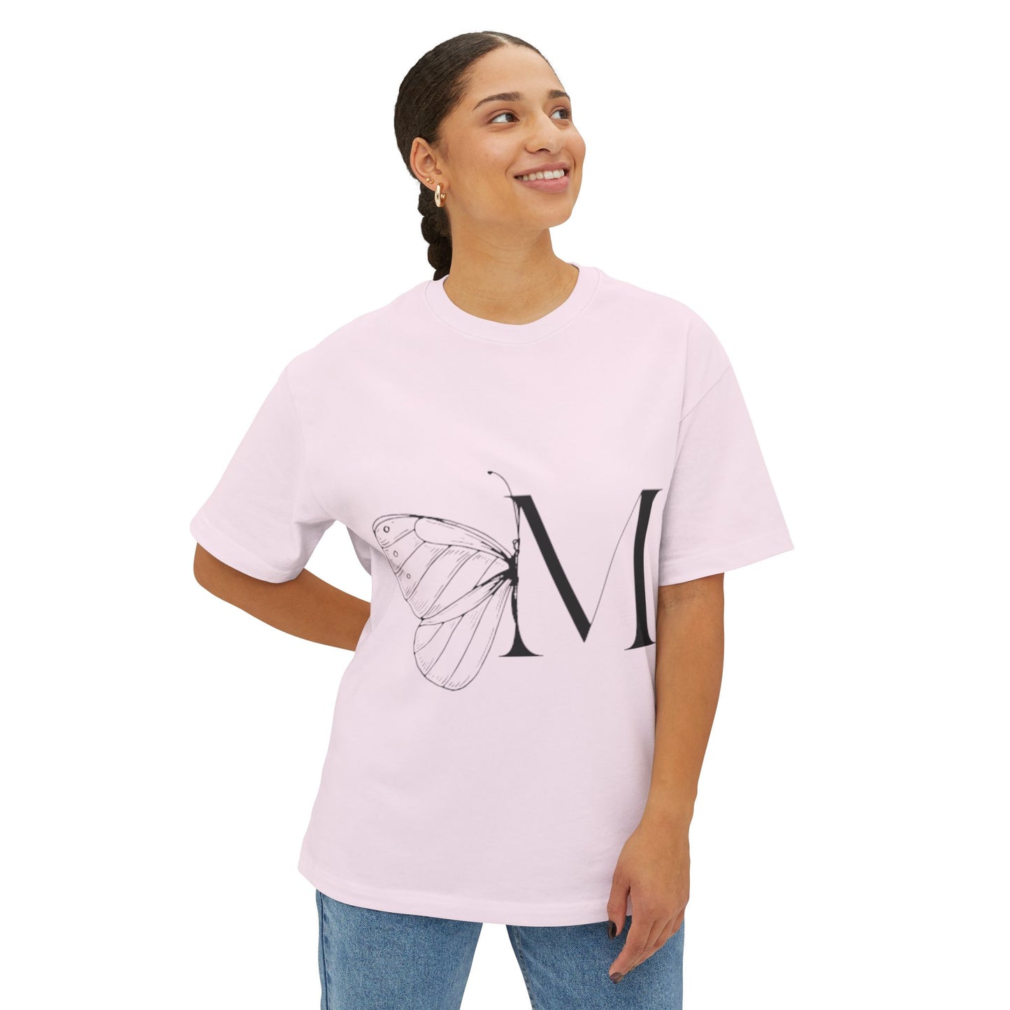 Butterfly Letter M Oversized Tee - Fly With Your Wings Wide Open