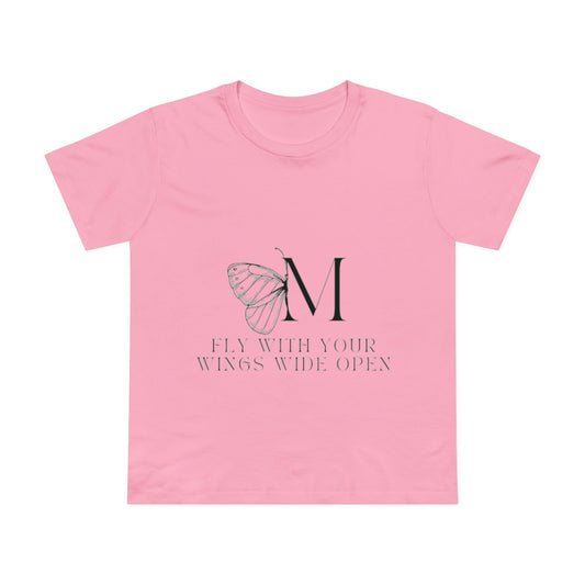 Women's Maple Tee: Fly With Your Wings Wide Open - Inspirational Pink T-Shirt